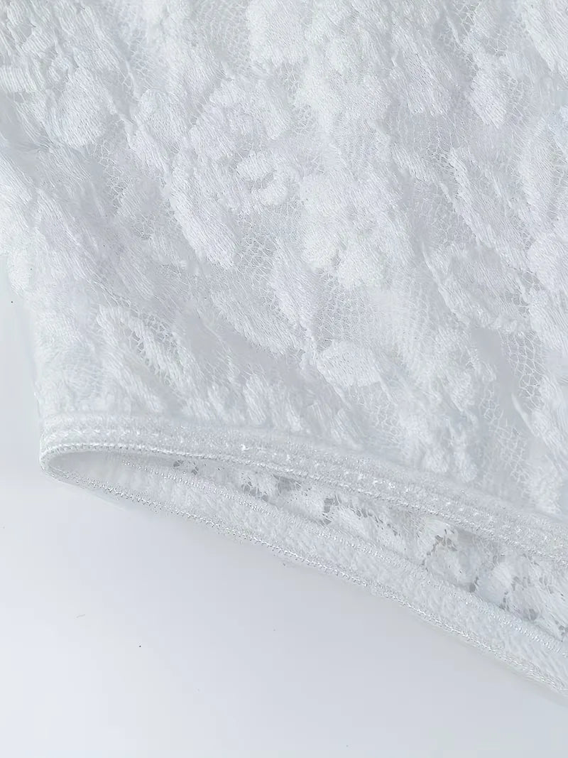 Lace bodysuit with V-neck