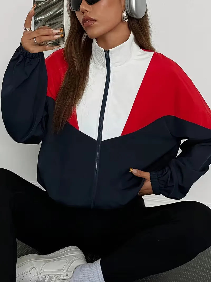 Track jacket with colour-blocked design