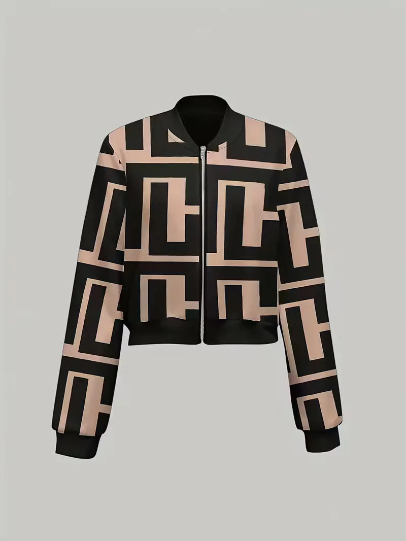 Bomber Jacket with Geometric Print
