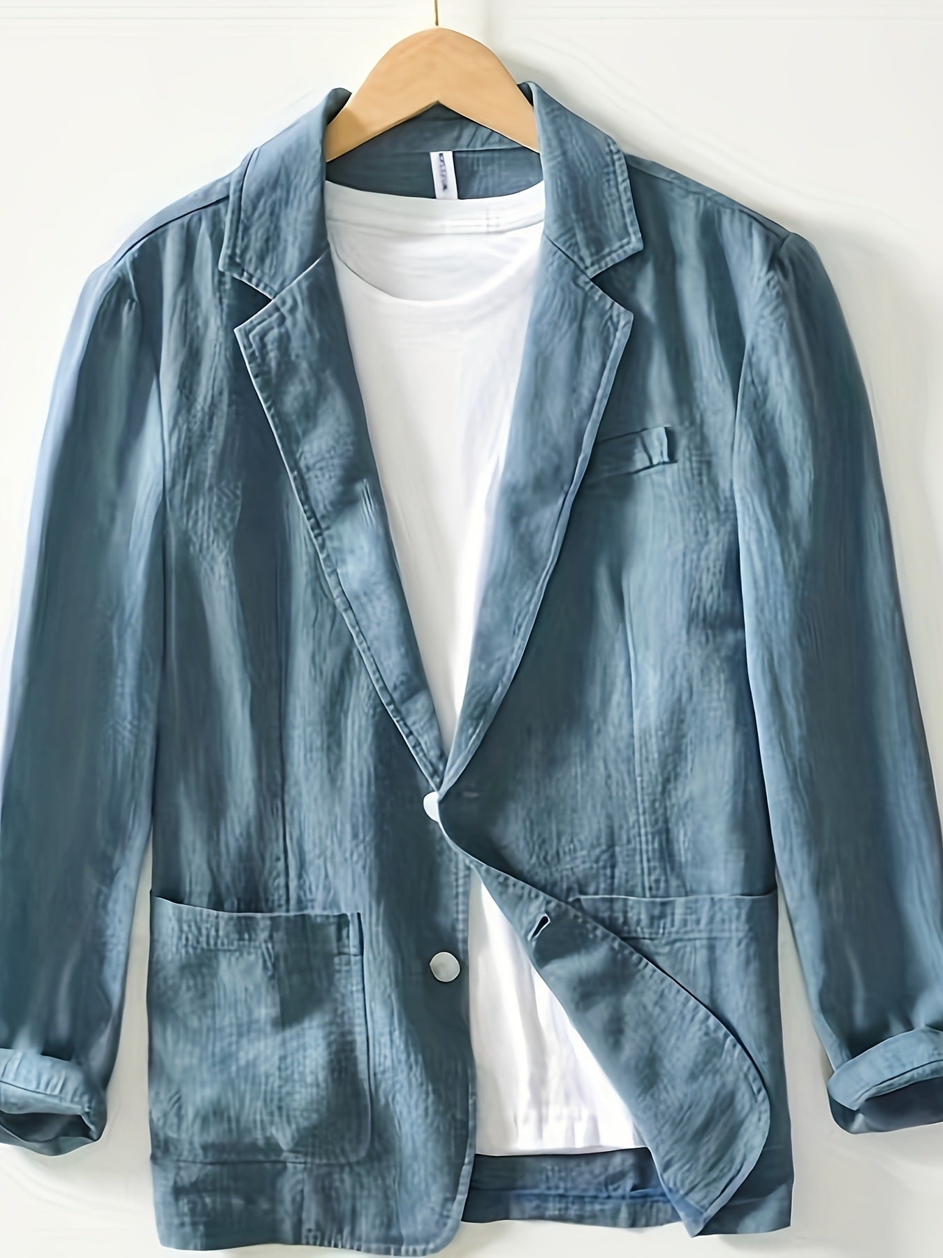 Blazer with Notched Lapel and Rolled Sleeves