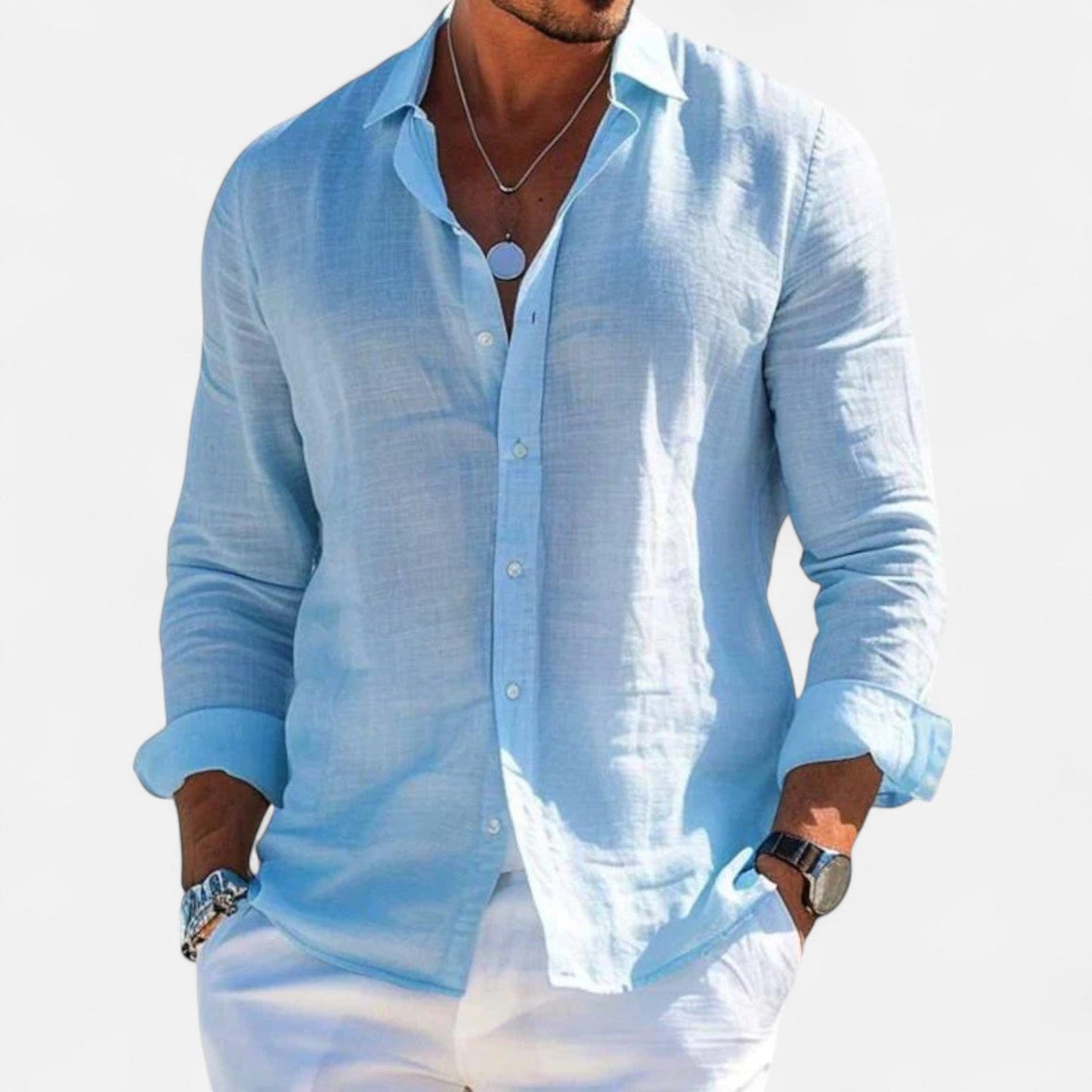 Casual shirt with long sleeves and regular fit