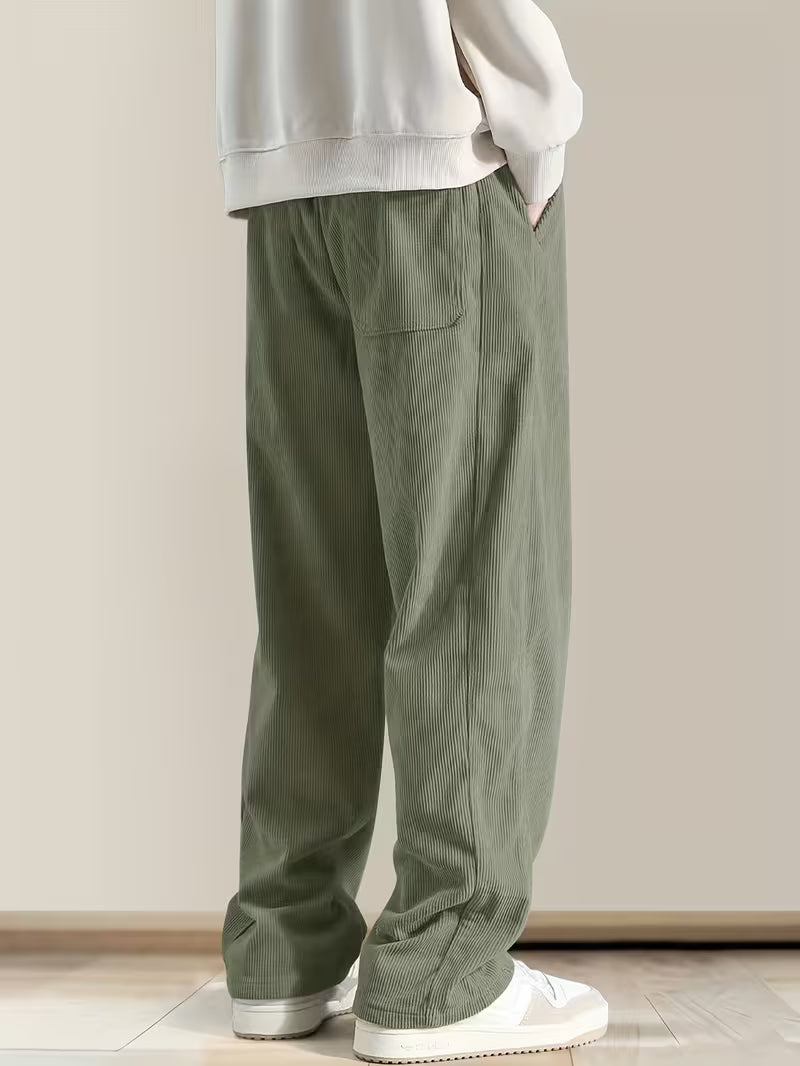 Corduroy Trousers with Loose Fit and Straight Legs