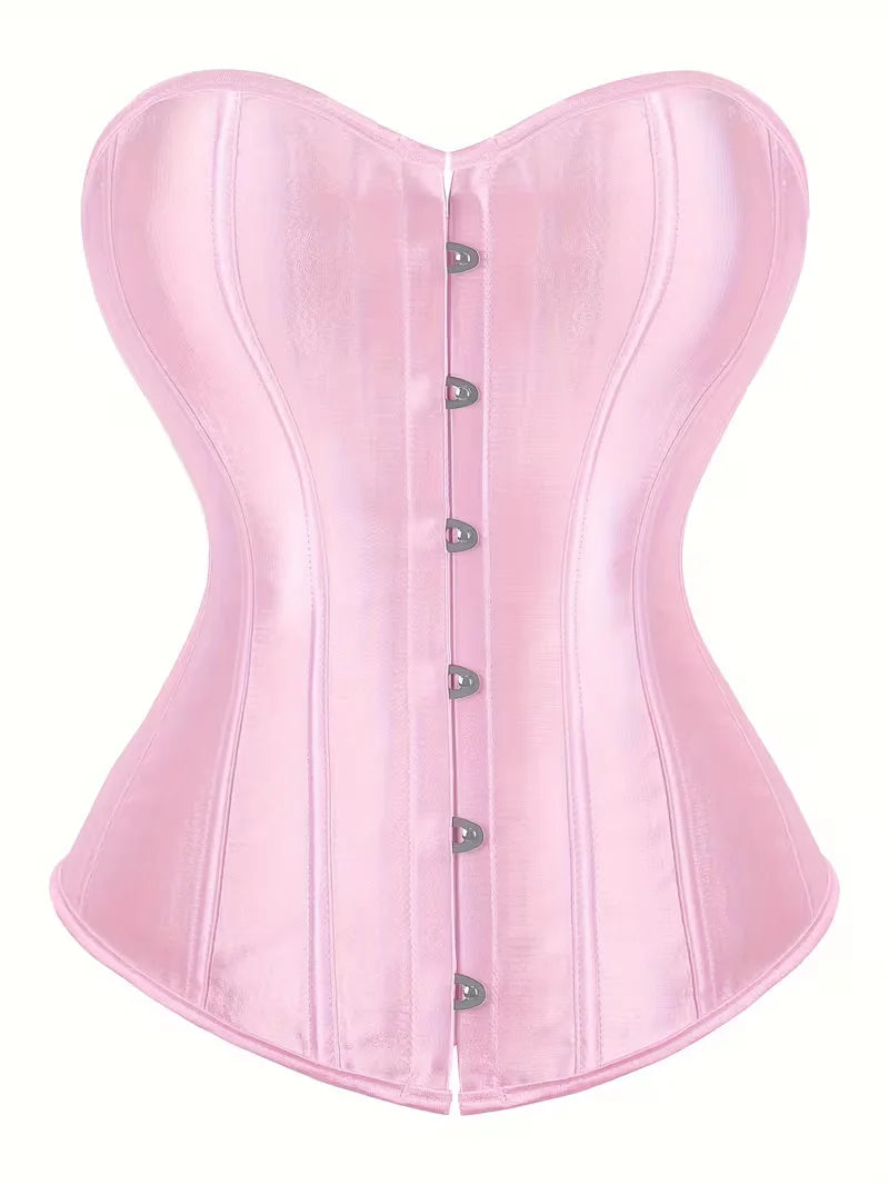 Strapless corset with lace-up and button closure