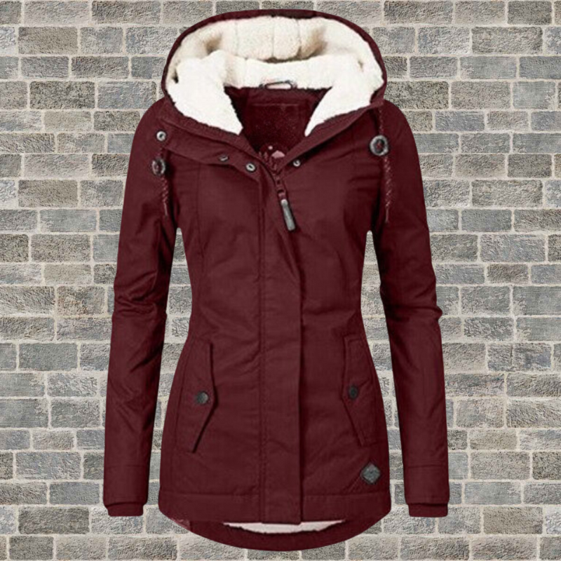 Winter coat with hood and fleece lining