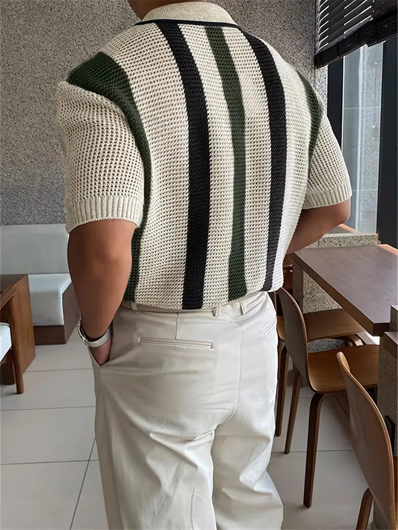 Polo with V-neck and short sleeves