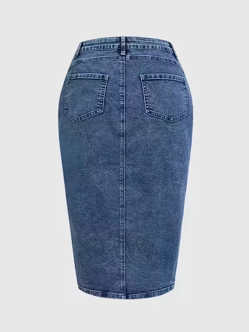 Denim skirt with split