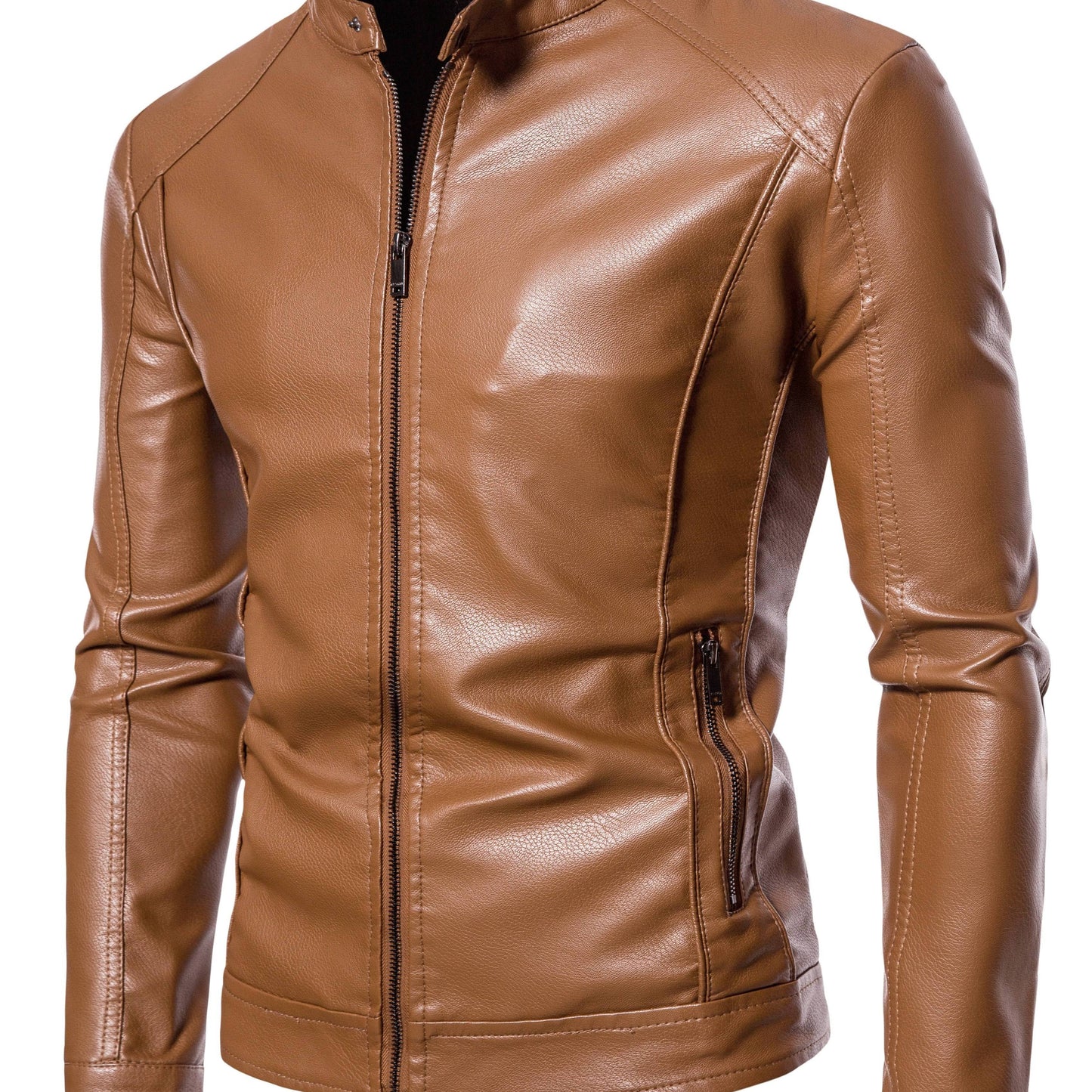 Cas | Stylish faux leather men's jacket with fleece lining