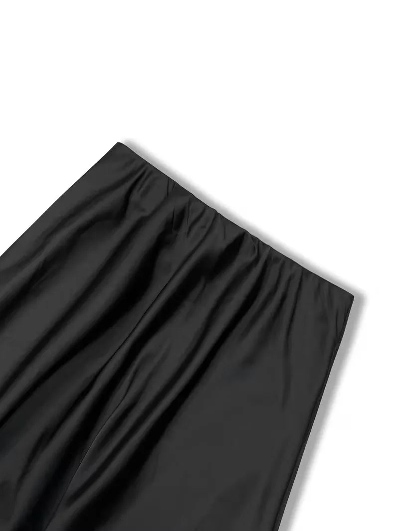 Satin Midi Skirt with High Waist