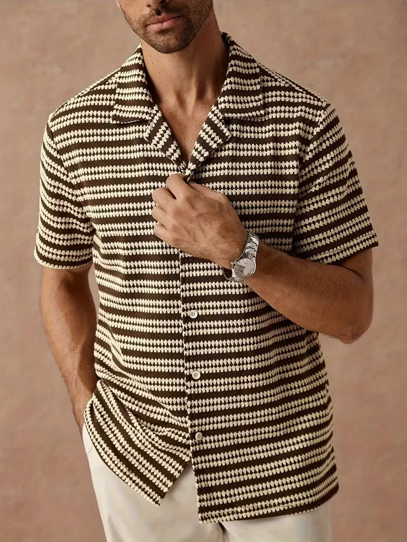 Short Sleeve Shirt with Jacquard Stripe