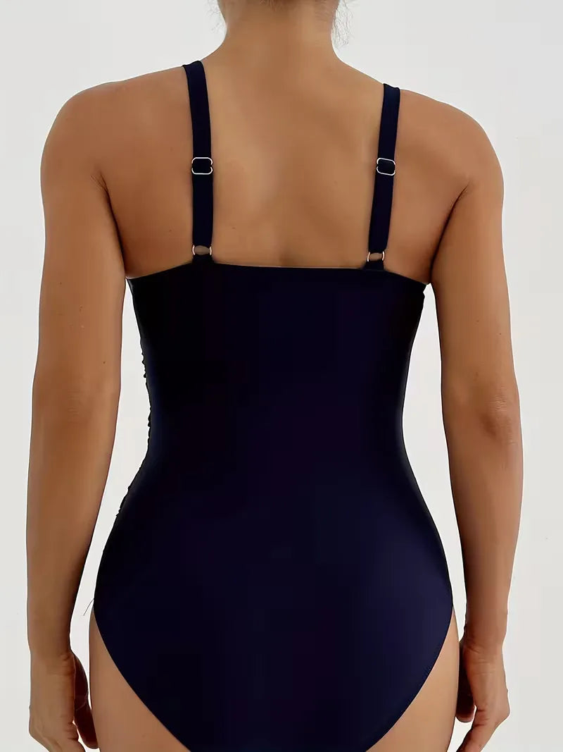 Swimsuit with V-neck and Ruffle