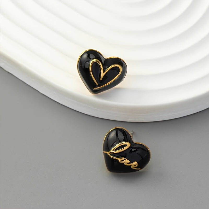 Elena | Elegant Red Heart & Letter Asymmetrical Earrings