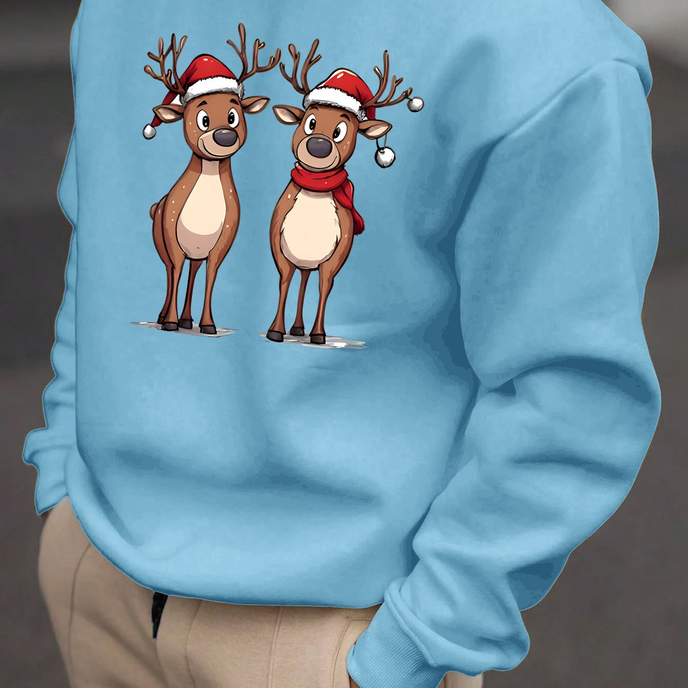 Eziah | Festive Reindeer Print Men's Sweatshirt