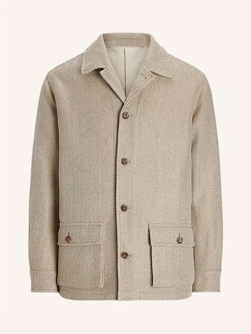 Herringbone Pattern Trench Coat