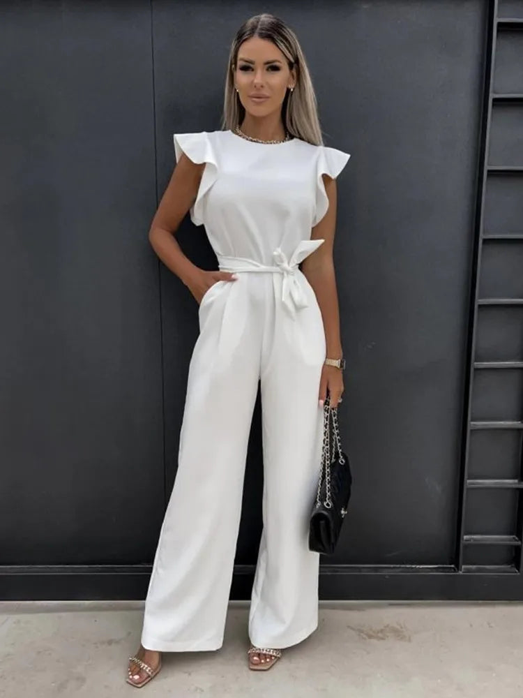 Jacobs | Elegant jumpsuit with wide legs and short sleeves