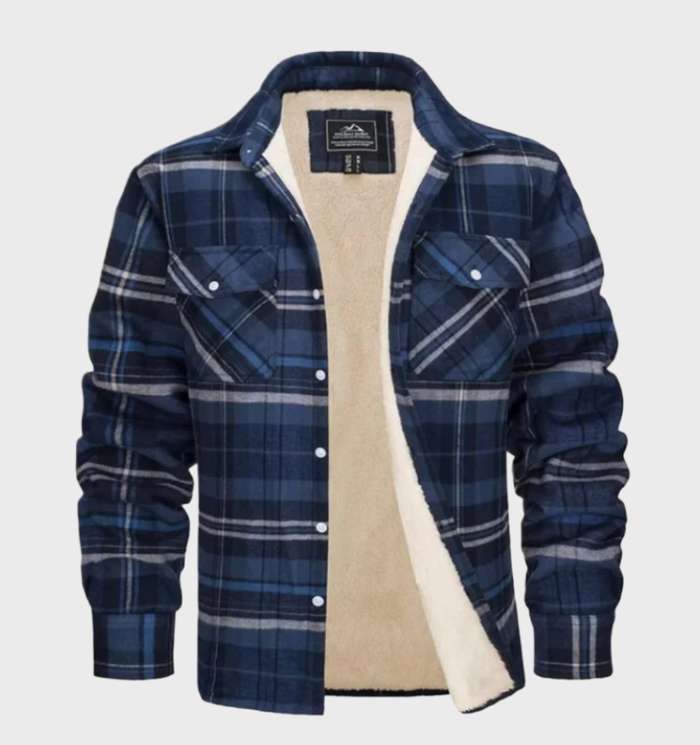 Jasper | Elegant men's flannel jacket in vintage style with fleece lining