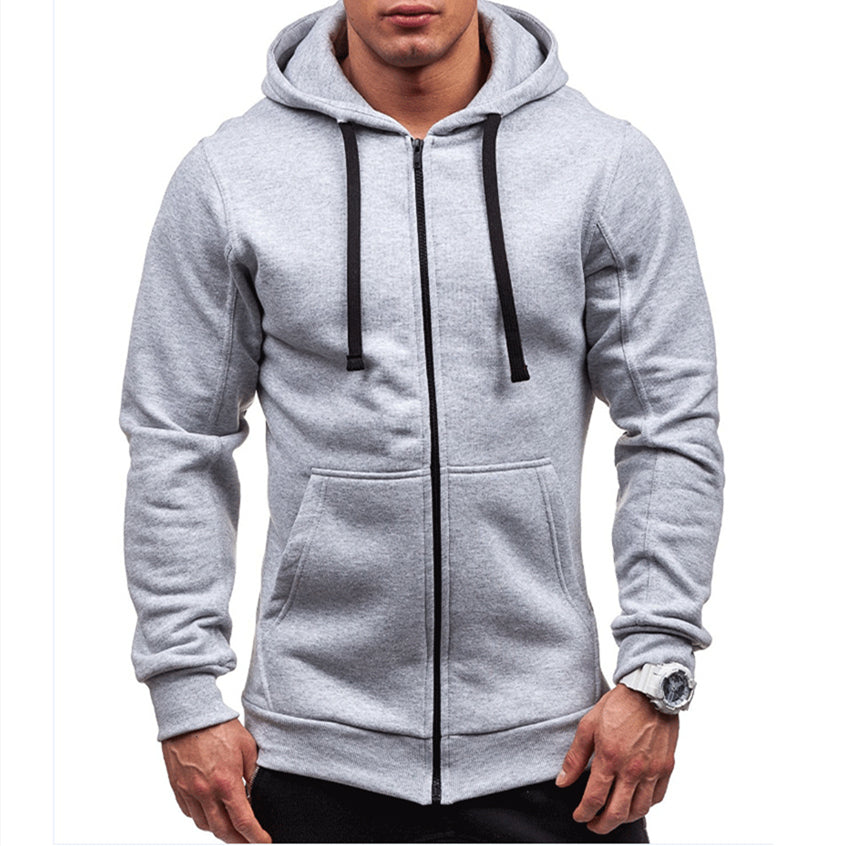 Lars | Windproof men's hoodie with zip and drawstrings in fleece
