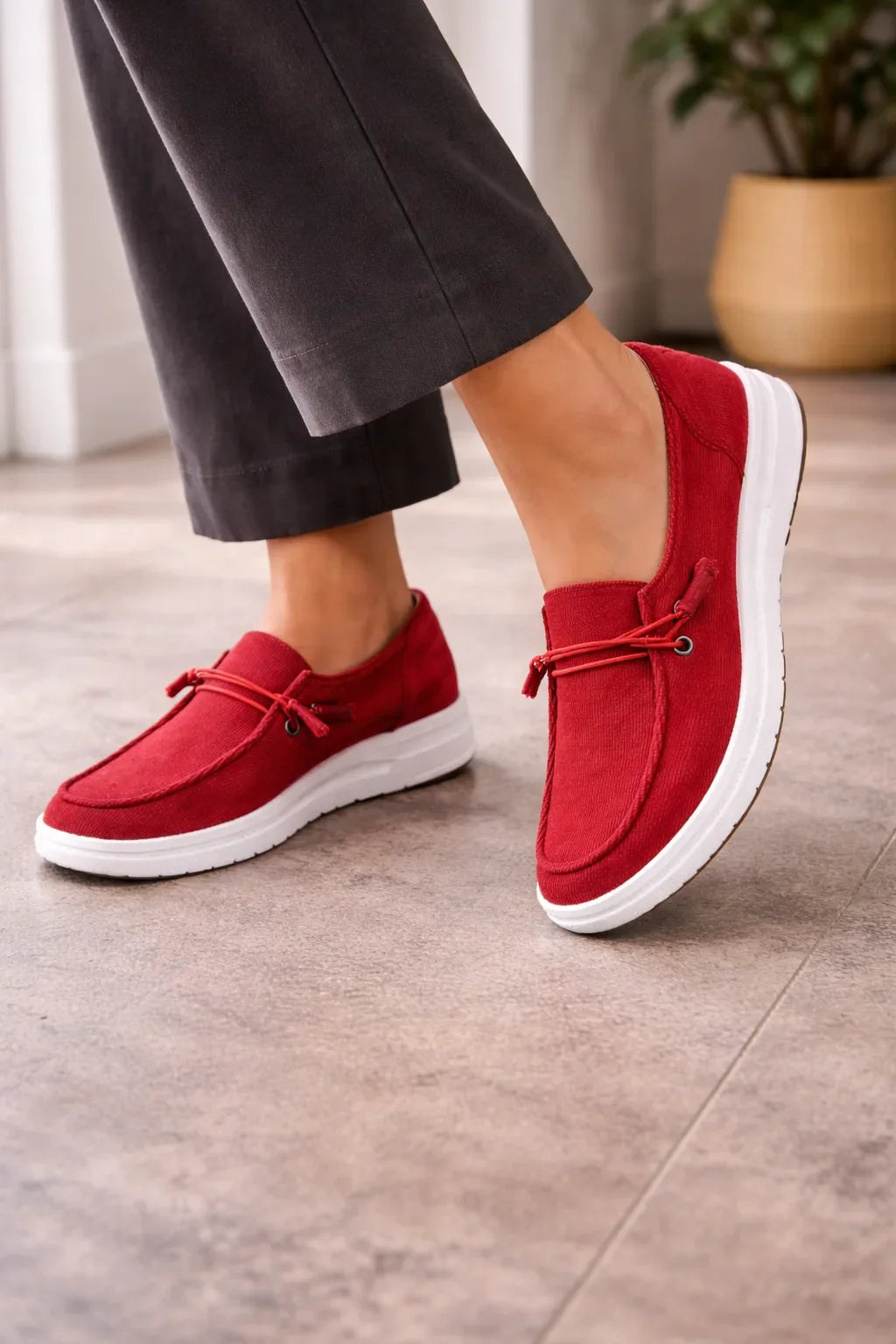 Loafers with Platform and Ribbed Texture