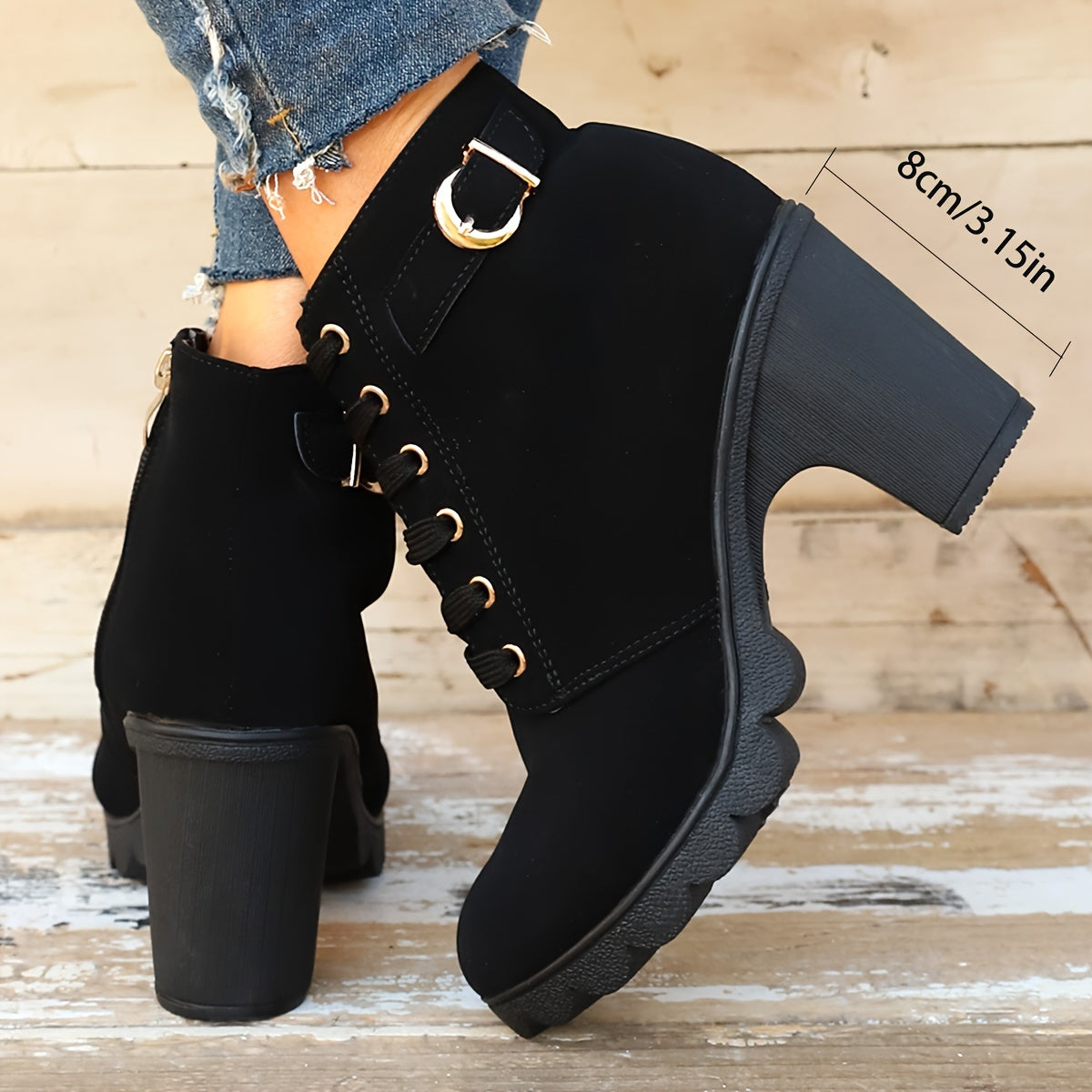 Lotte | Plain Colour Chunky Heeled Boots