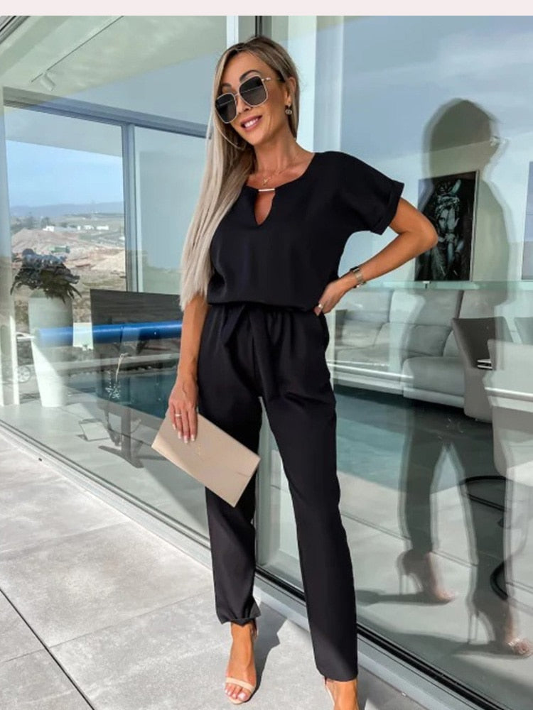 Lotte | Jumpsuit with Short Sleeves and Belt