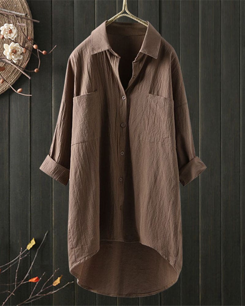 Louise | Loose-fitting plain blouse with long sleeves