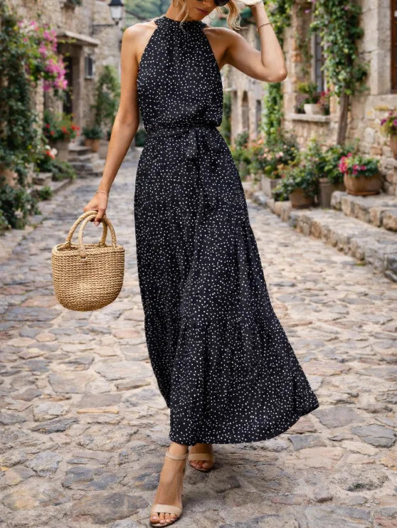 Maxi dress with polka dots