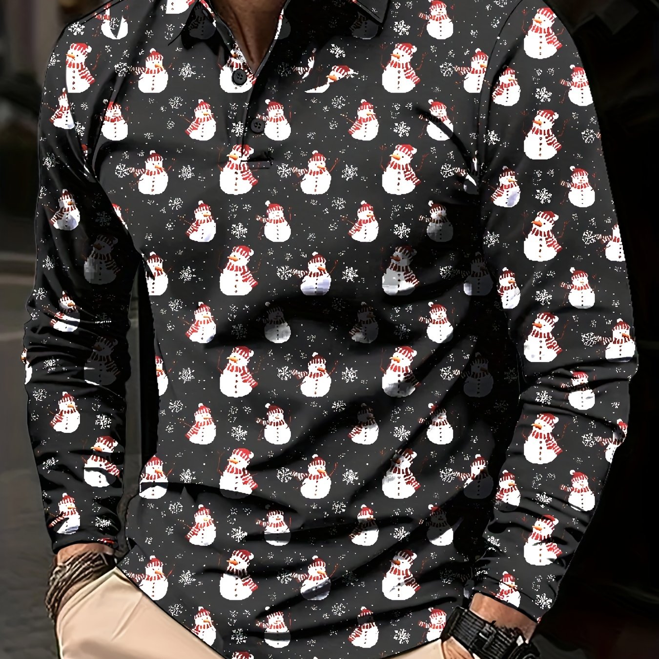 Pim | Casual shirt with Santa print and button closure
