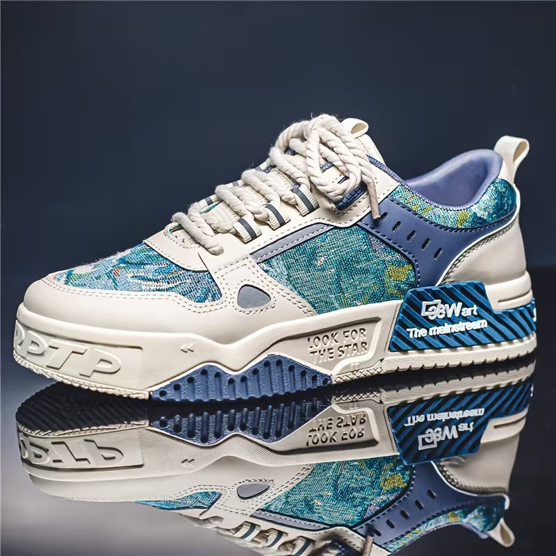 Finn | Art-inspired blue and white men's shoes