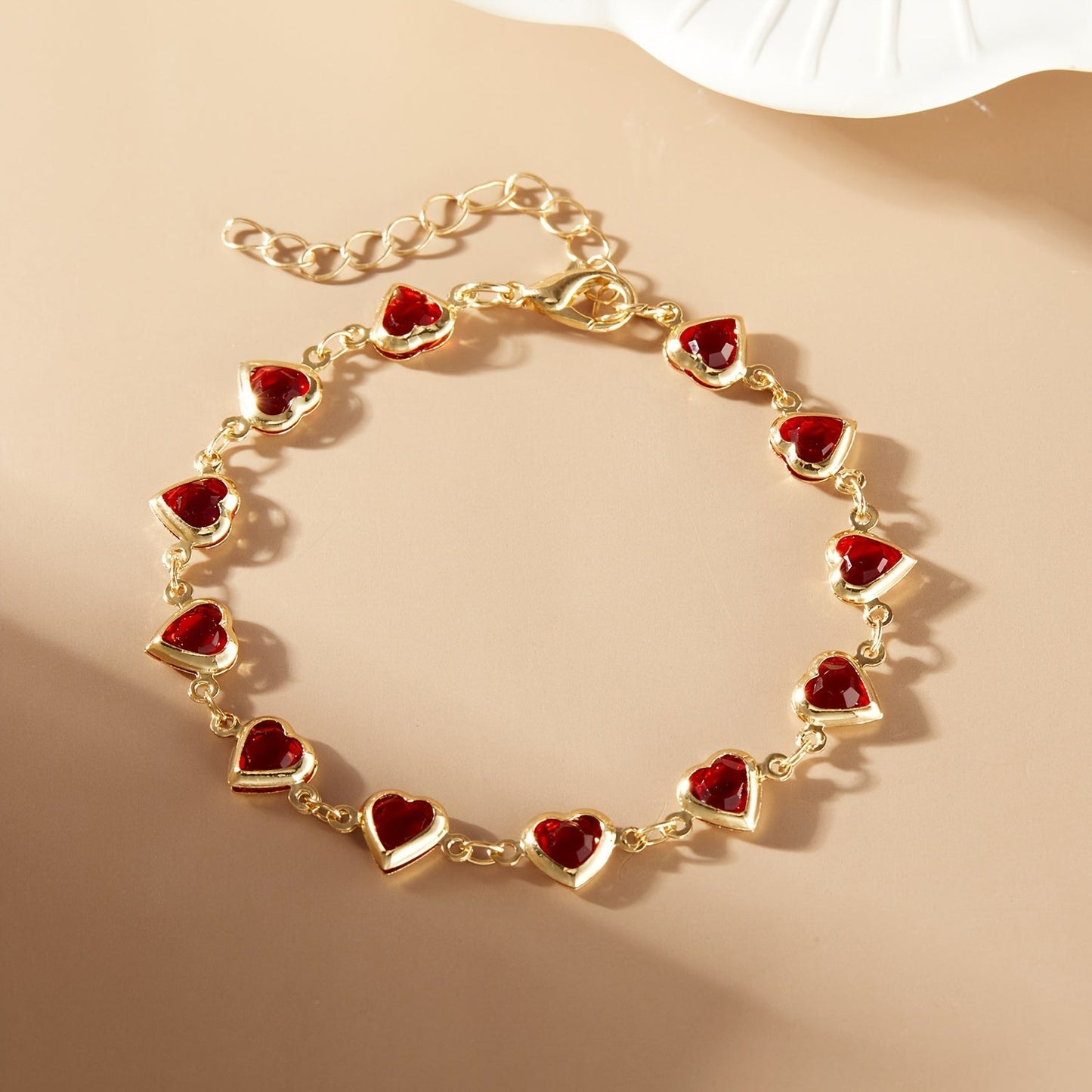 Sophie | Elegant Red Heart Charm Bracelet