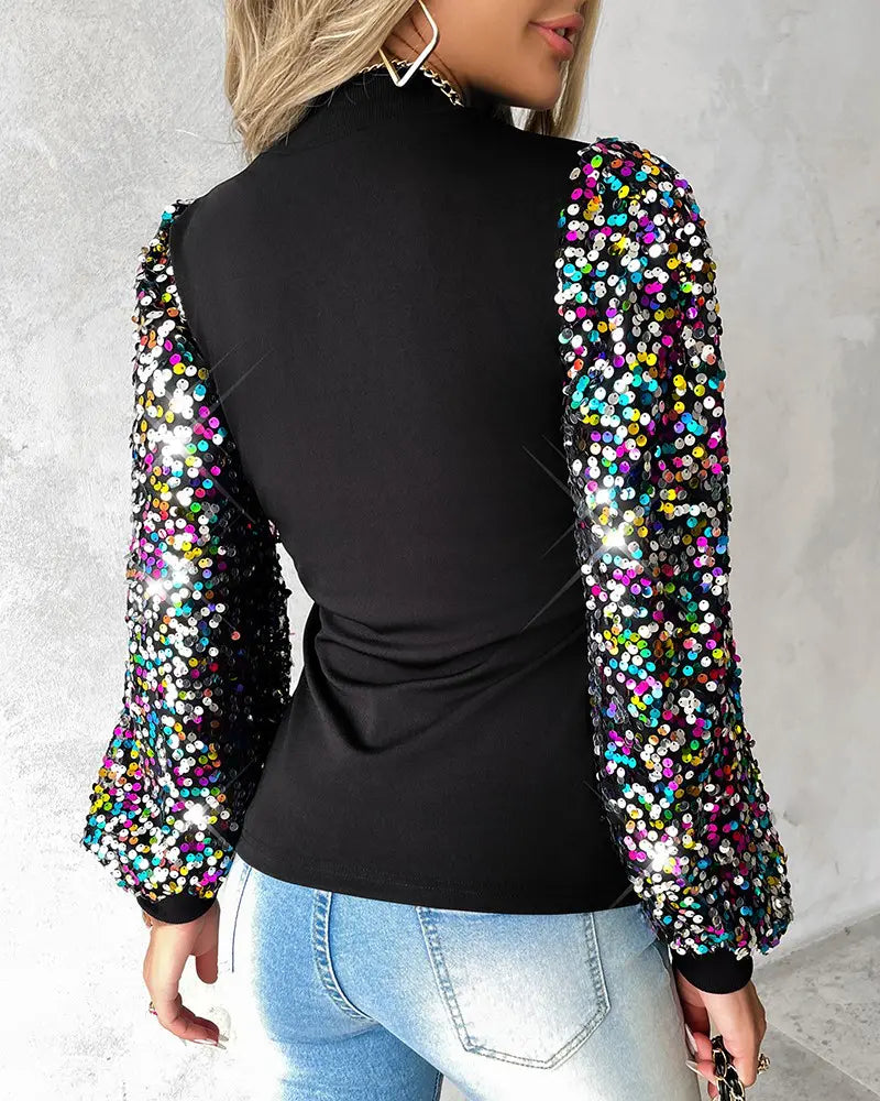 Top with Colourful Balloon Sleeves