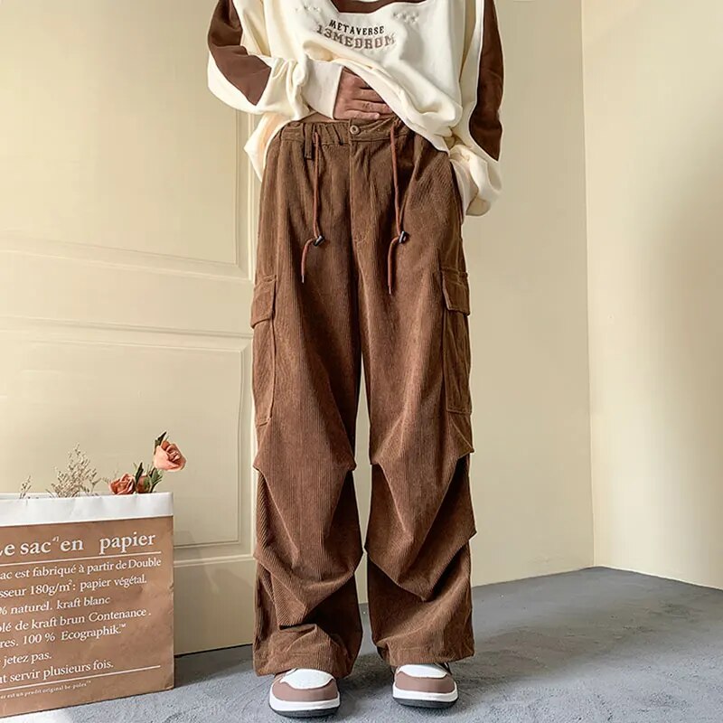 Yusuf | Baggy corduroy cargo trousers for men