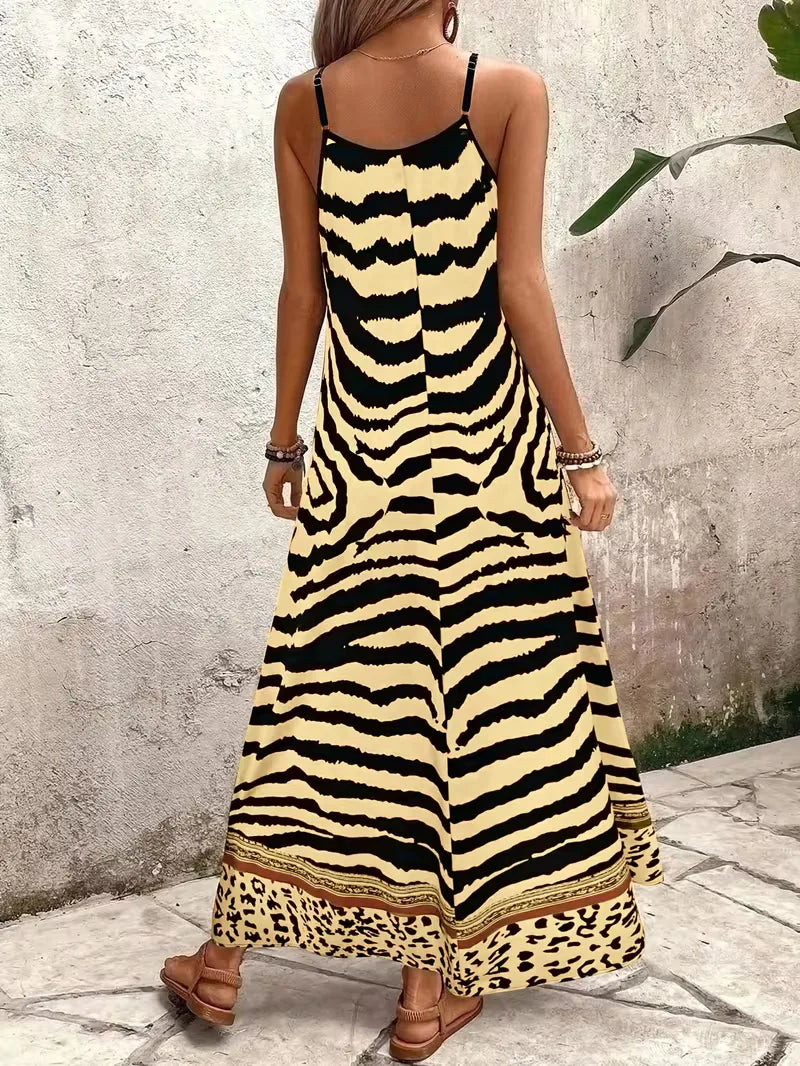 Maxi dress with leopard print