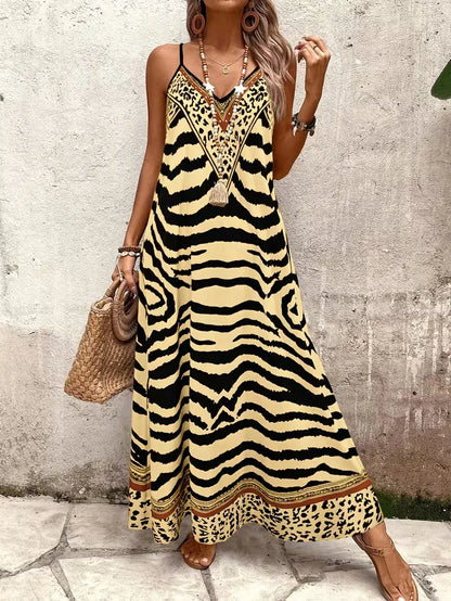 Maxi dress with leopard print