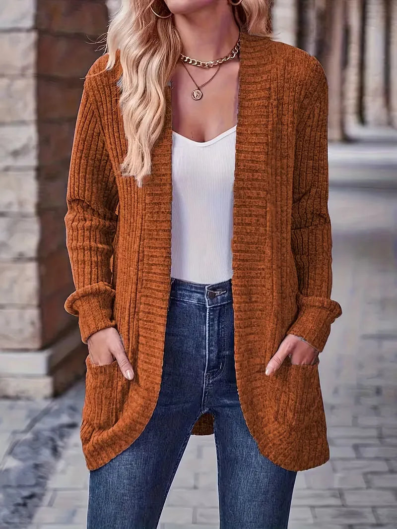 Open vest with ribbed texture