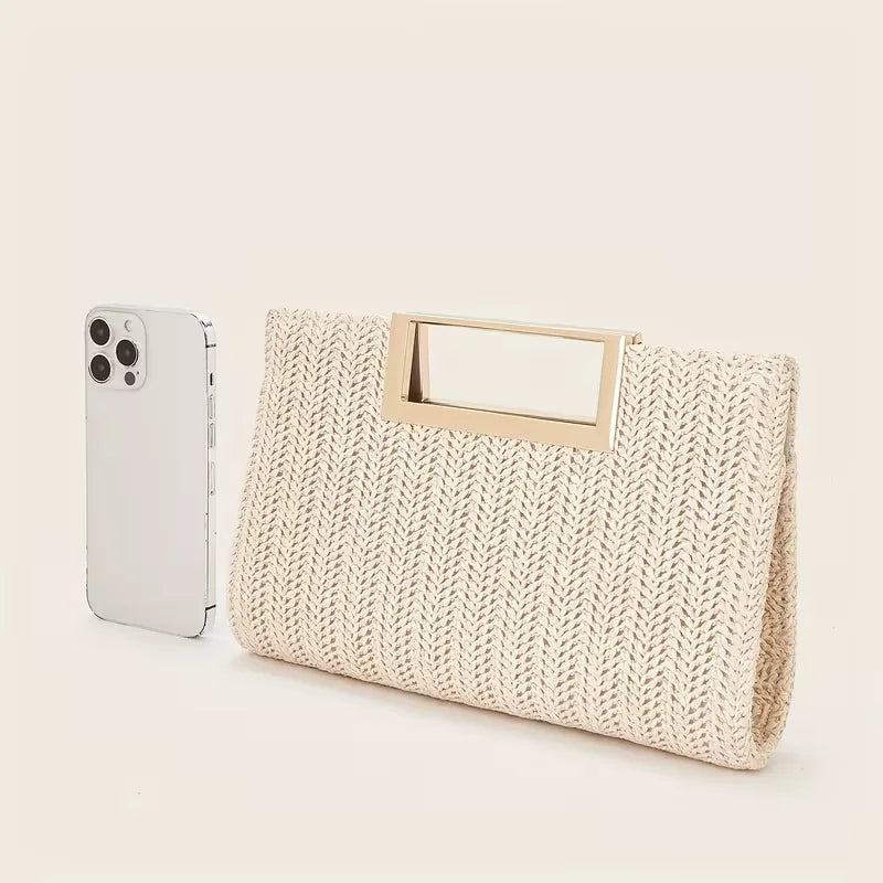 Woven clutch with square handle