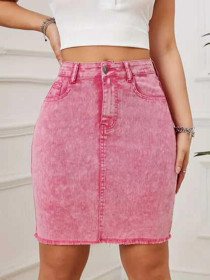 Denim skirt with high waist