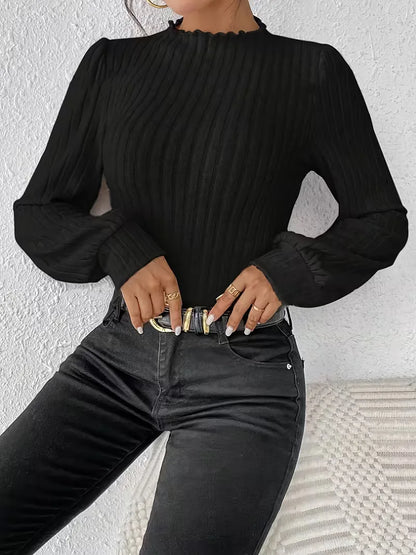 Rib-knit bodysuit with long sleeves