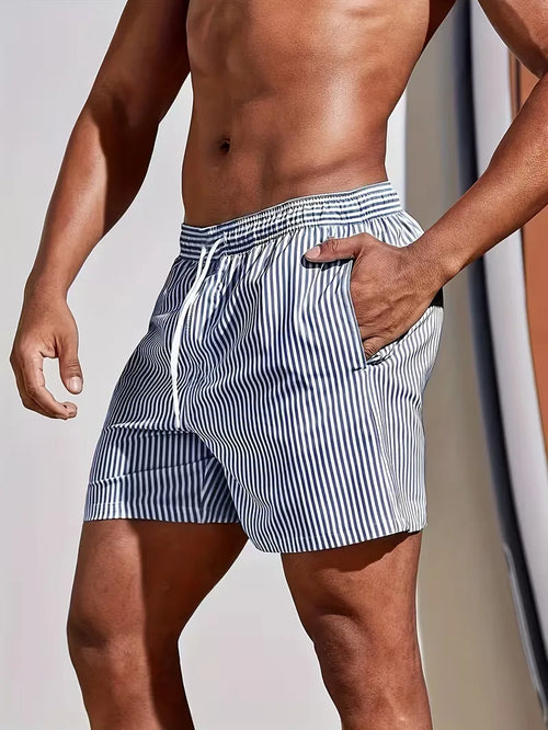 Striped Pattern Swim Shorts