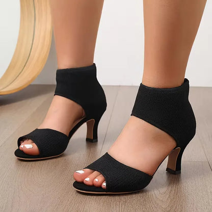 High-heeled sandal with breathable upper