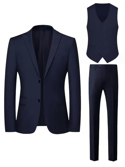 Three-piece suit with slim fit