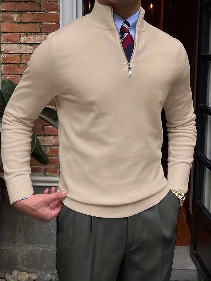 Sweater with Collar and Half-Zip
