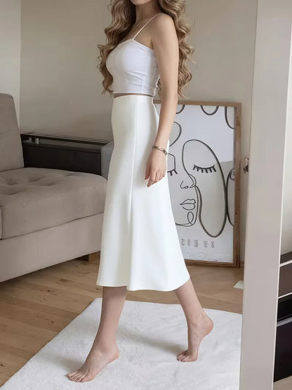 Satin Skirt with High Split
