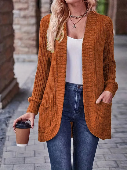 Open vest with ribbed texture