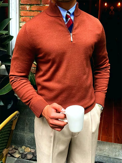 Sweater with Collar and Half-Zip