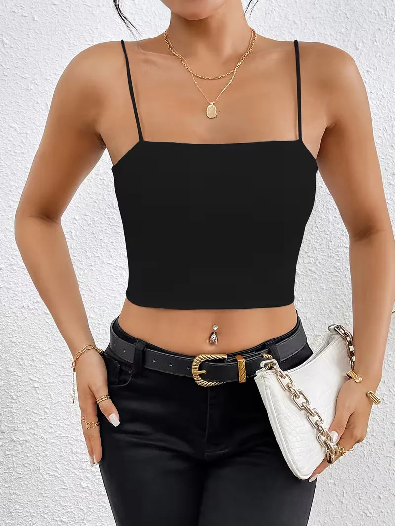 Crop top with spaghetti straps