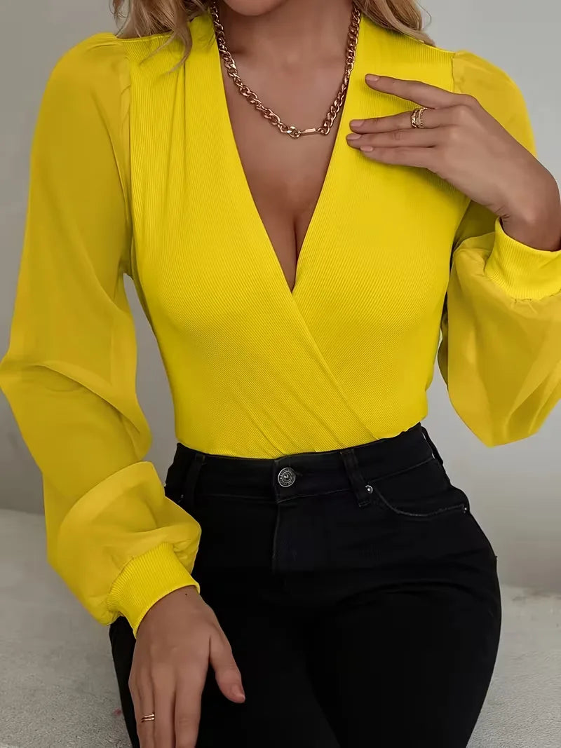 V-neck Long Sleeve Bodysuit