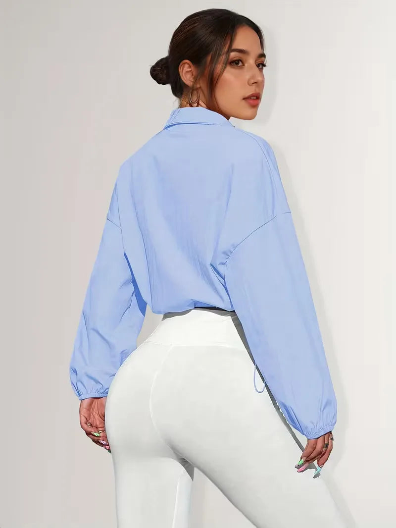 Track jacket with elastic cuffs