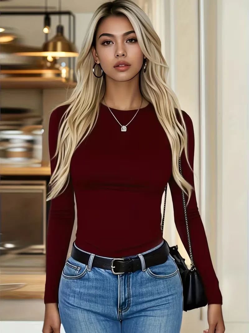 Slim fit T-shirt with long sleeves