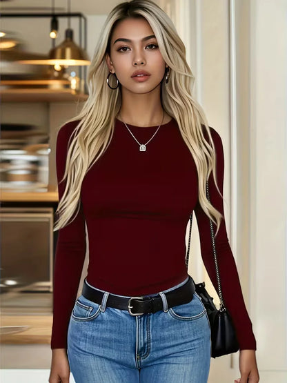 Slim fit T-shirt with long sleeves