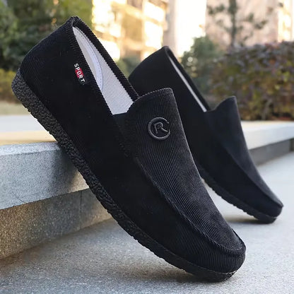 Loafers with corduroy upper