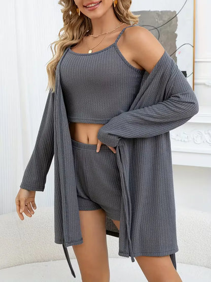 Three-piece set with waffle texture